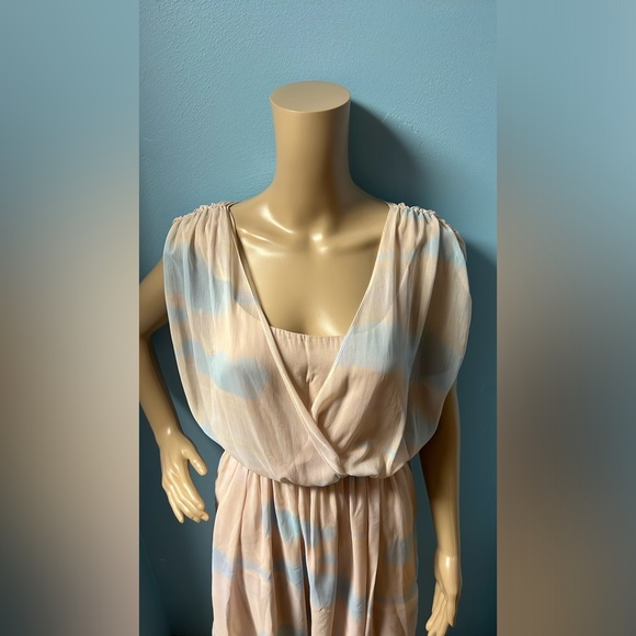 Alice + Olivia tie dye Sunset Skies Dress blue pink chiffon - Picture 4 of 7